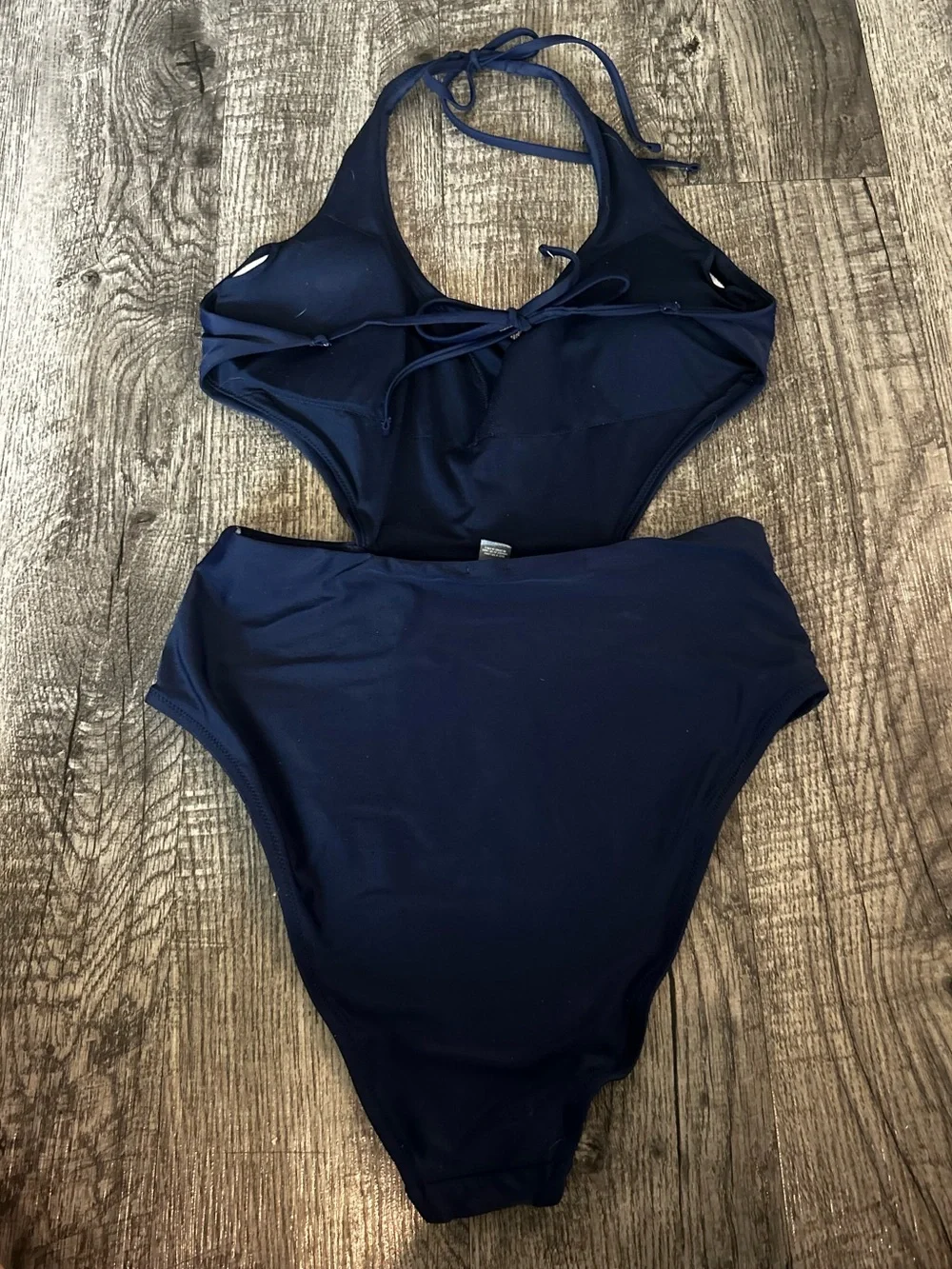 aerie Navy Halter Cutout One-Piece Swimsuit